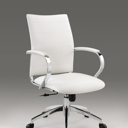 White and Silver Adjustable Height Swivel Rolling Office Chair