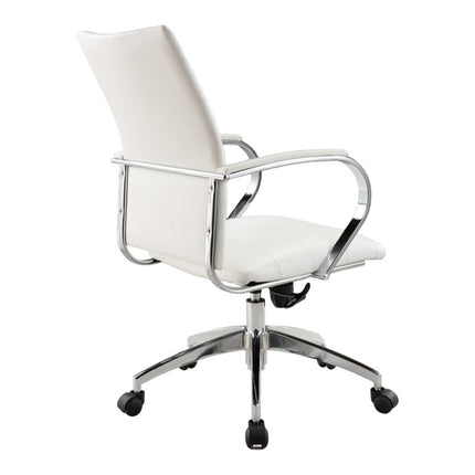 White and Silver Adjustable Height Swivel Rolling Office Chair