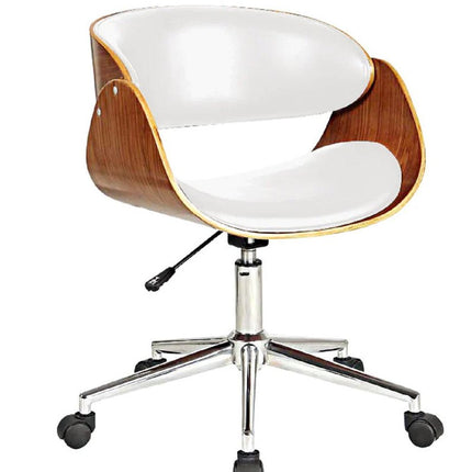 Brown White and Silver Adjustable Height Swivel Rolling Office Chair