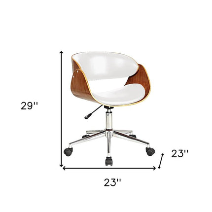 Brown White and Silver Adjustable Height Swivel Rolling Office Chair