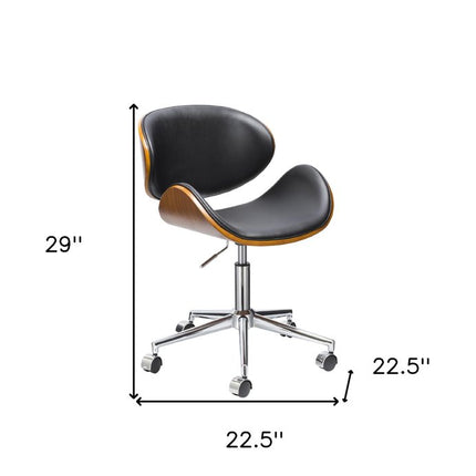 Brown Black and Silver Adjustable Height Swivel Rolling Office Chair