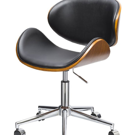 Brown Black and Silver Adjustable Height Swivel Rolling Office Chair