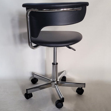 Black and Silver Adjustable Height Swivel Rolling Conference Office Chair