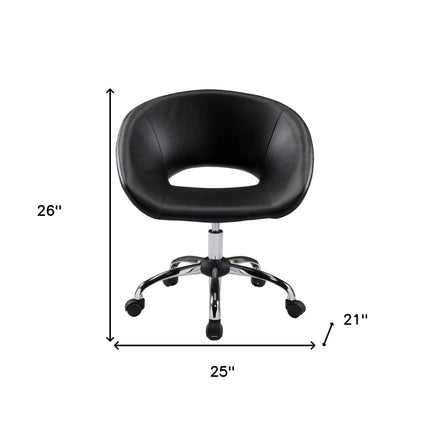 Black and Silver Faux Leather Adjustable Height Swivel Rolling Office Chair