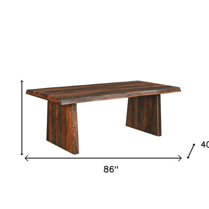 Nine Piece Brown Solid Wood Dining Set with Eight Chairs