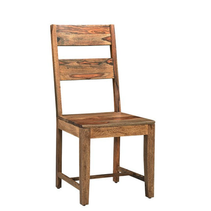 Seven Piece Brown Solid Wood Dining Set with Six Chairs