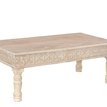 Set Of Two Natural Solid Wood Distressed Coffee Table