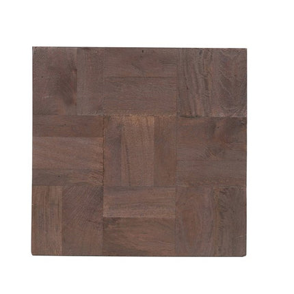 Set Of Two Natural and Brown Solid Wood Square Block Coffee Table