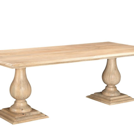 96" Natural Wood Double Pedestal Base Dining Table