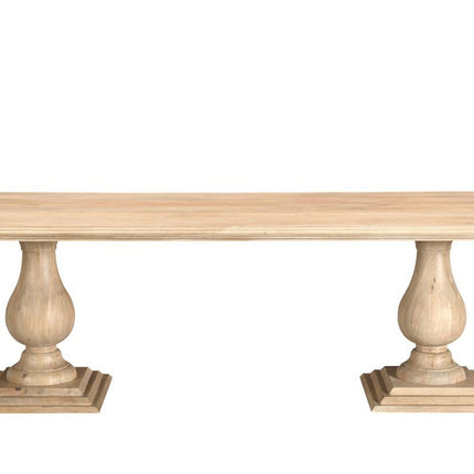96" Natural Wood Double Pedestal Base Dining Table