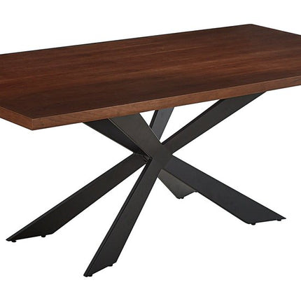81" Brown and Black Wood and Metal Cross Leg Base Dining Table