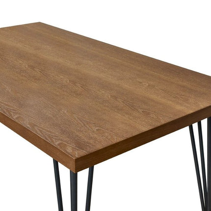 63" Brown and Black Wood And Metal Dining Table