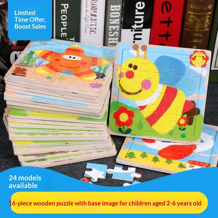 Large Wooden 9-piece Flat Puzzle Toy For Children