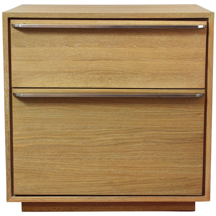 28" Natural Solid and Manufactured Wood Two Drawer Nightstand