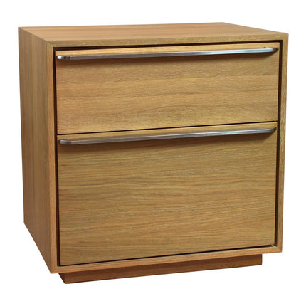 28" Natural Solid and Manufactured Wood Two Drawer Nightstand