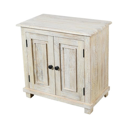 28" Distressed White Solid Wood Nightstand With Storage