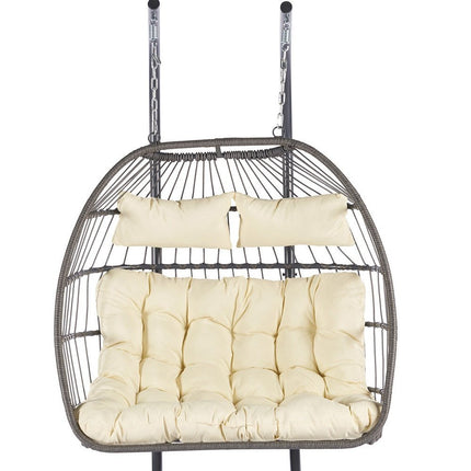 Beige Solid Color Double Swing Chair