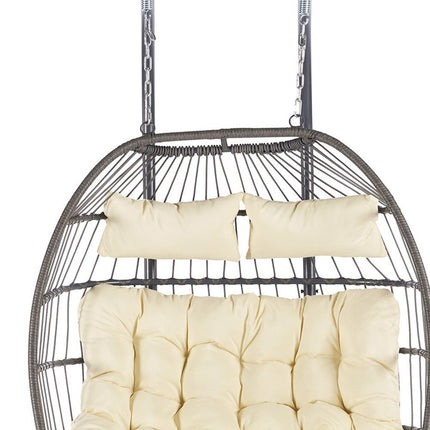 Beige Solid Color Double Swing Chair