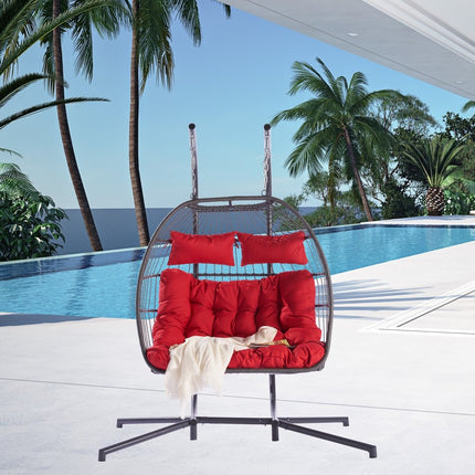 Red Solid Color Double Swing Chair