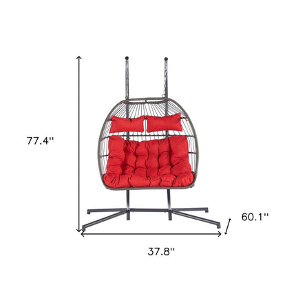Red Solid Color Double Swing Chair