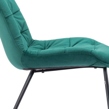 Set of Two Green and Black Tufted Velvet Dining Side Chairs