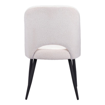 Set of Two Ivory and Black Faux Fur Open Back Dining Side Chairs