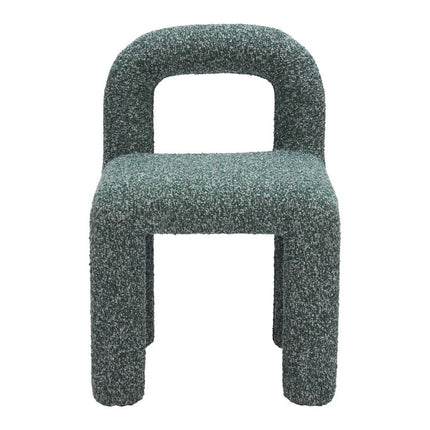 Set of Two Green Faux Fur Open Back Dining Side Chairs