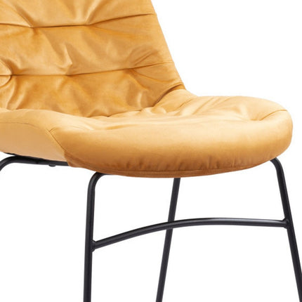 Set of Two Yellow and Black Tufted Velvet Dining Side Chairs