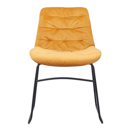 Set of Two Yellow and Black Tufted Velvet Dining Side Chairs