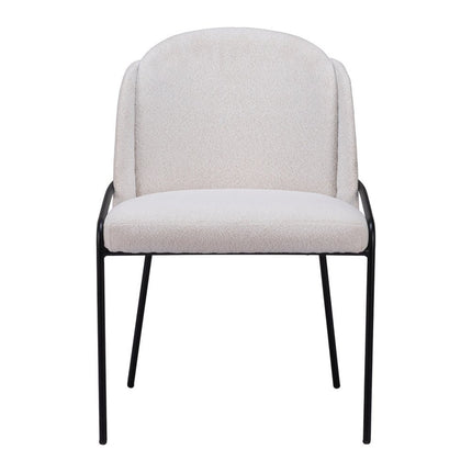 Set of Two Ivory and Black Faux Fur Dining Side Chairs