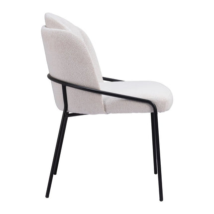 Set of Two Ivory and Black Faux Fur Dining Side Chairs