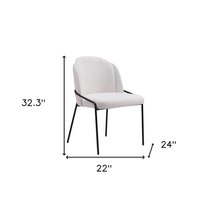 Set of Two Ivory and Black Faux Fur Dining Side Chairs