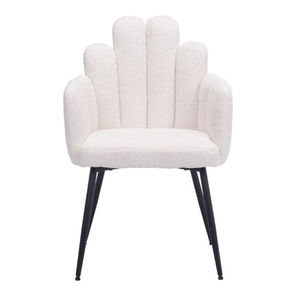 Set of Two Ivory and Black Faux Fur Slat Back Dining Arm Chairs