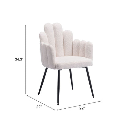 Set of Two Ivory and Black Faux Fur Slat Back Dining Arm Chairs
