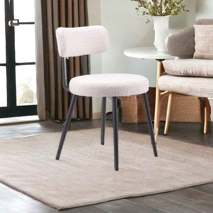 Set of Two Ivory and Black Faux Fur Open Back Dining Side Chairs