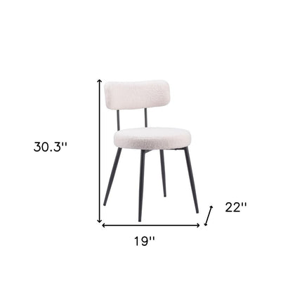 Set of Two Ivory and Black Faux Fur Open Back Dining Side Chairs
