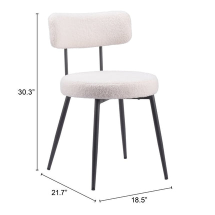 Set of Two Ivory and Black Faux Fur Open Back Dining Side Chairs