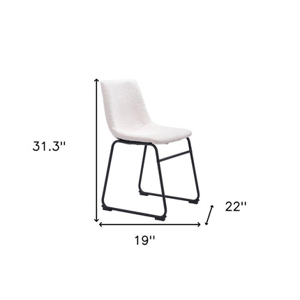 Set of Two Ivory and Black Faux Fur Dining Side Chairs