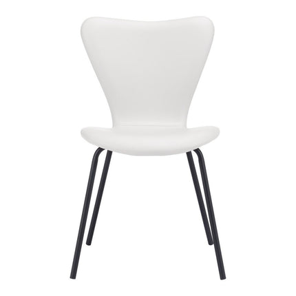 Set of Two White and Black Faux Leather Dining Side Chairs