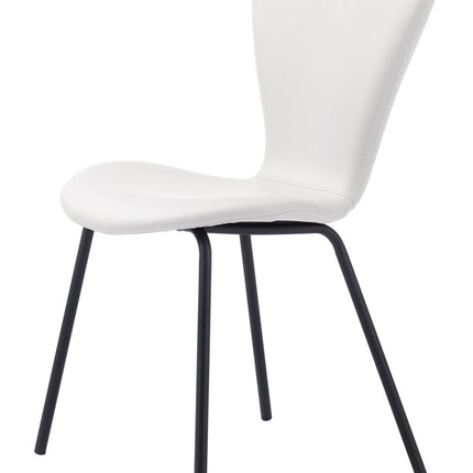 Set of Two White and Black Faux Leather Dining Side Chairs