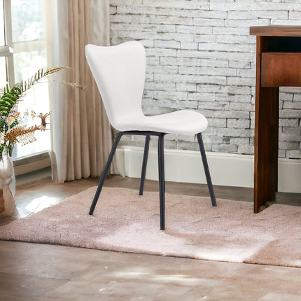 Set of Two White and Black Faux Leather Dining Side Chairs