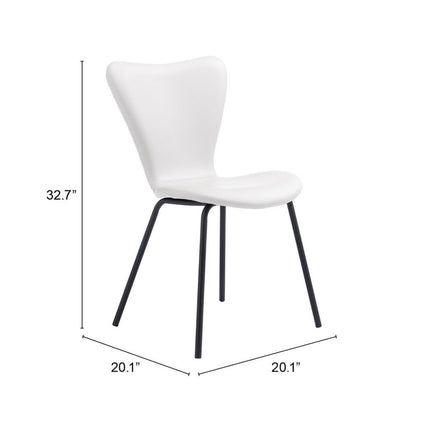 Set of Two White and Black Faux Leather Dining Side Chairs