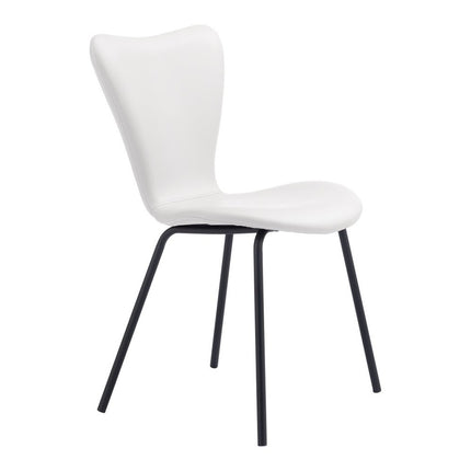 Set of Two White and Black Faux Leather Dining Side Chairs