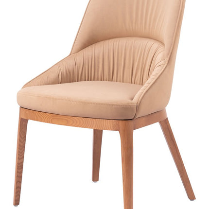 Set of Two Tan and Brown Upholstery Dining Side Chairs