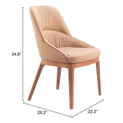 Set of Two Tan and Brown Upholstery Dining Side Chairs