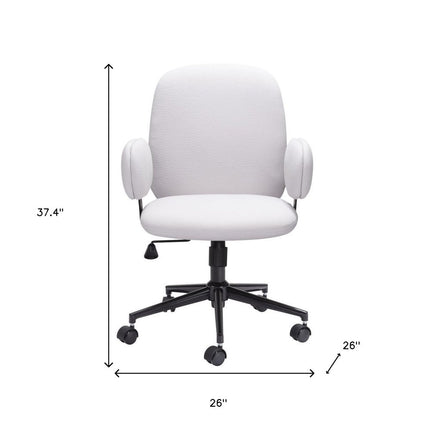 Beige and Black Adjustable Height Swivel Rolling Office Chair