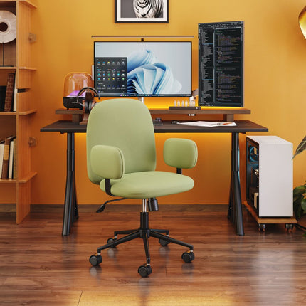 Green and Black Adjustable Height Swivel Rolling Office Chair