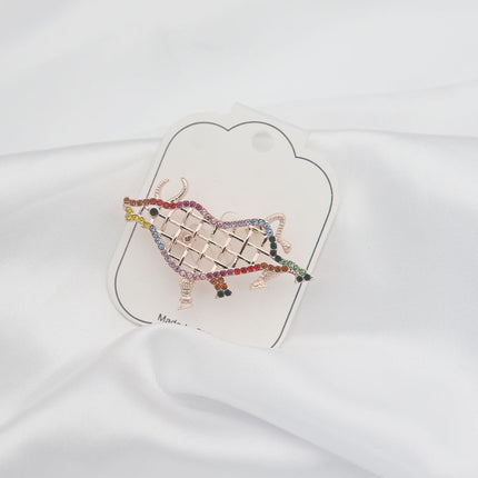 Zodiac Ox Brooch Ins Cartoon Cute Retro