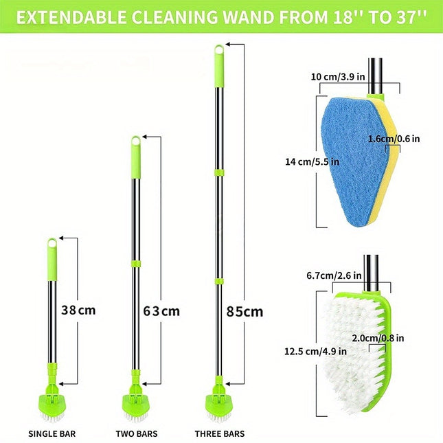 Cleaning Brush with Long Extendable Handle, Lightweight Detachable Shower Scrubber for Cleaning