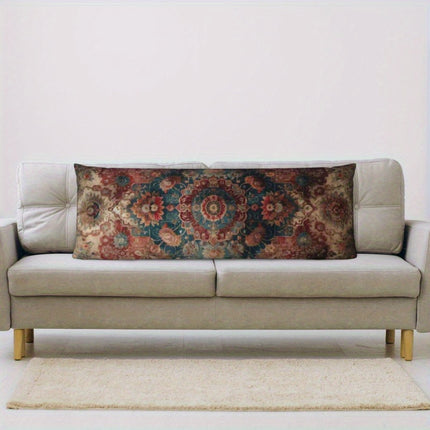 1pc Vintage-Inspired Floral & Geometric Full-Body Pillow, 50x150cm - Ultra-Soft Polyester Fabric